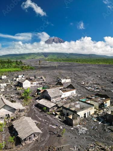 The village after the eruption of the Semeru volcano on December 4, 2022. Java Island, Indonesia photo