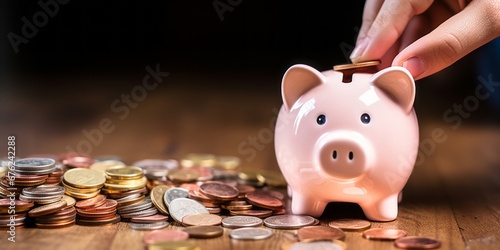 piggy bank and coins