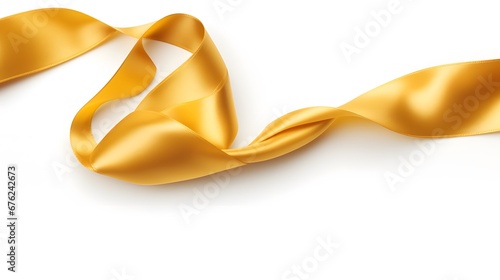 Golden satin ribbon isolated on white background 