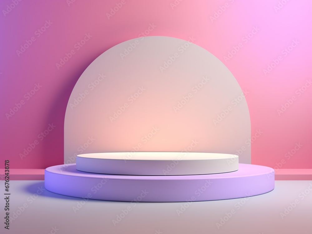 Minimalistic mockup stage design plain pastel colors surface studio lighting
