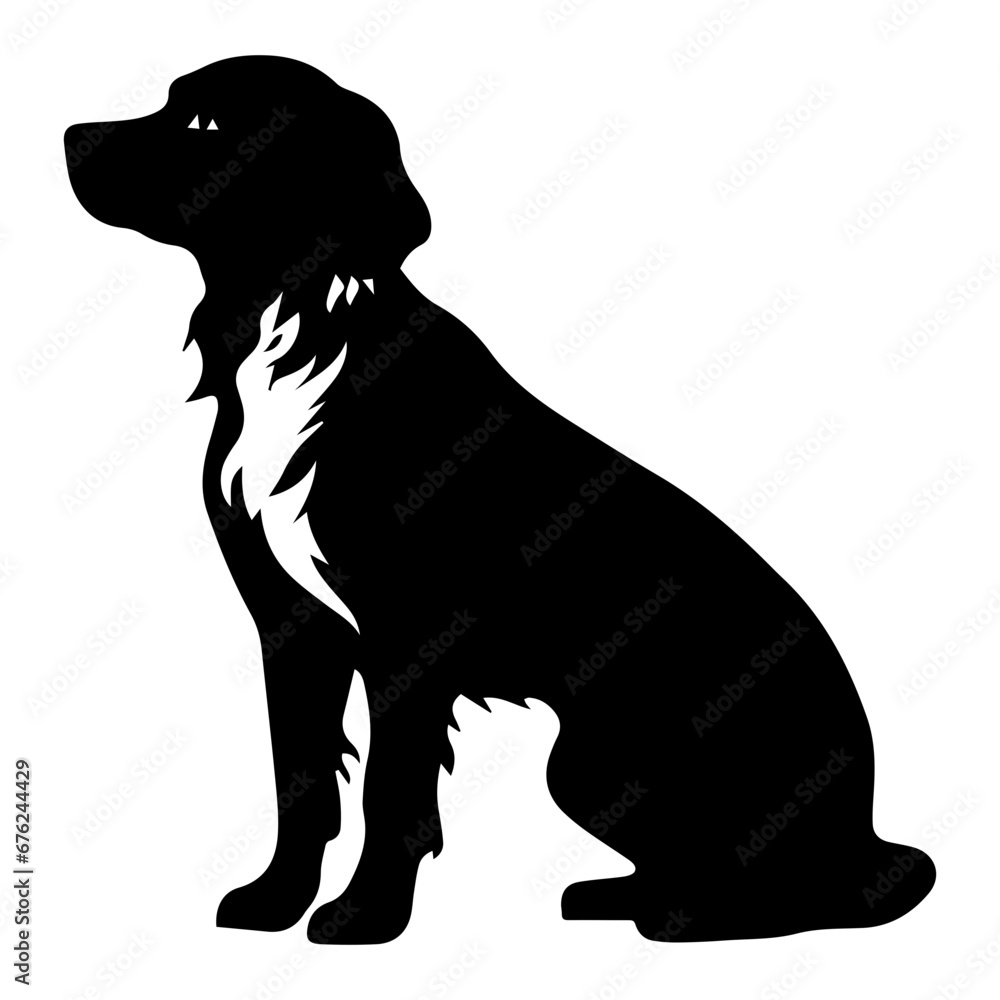 Brittany Spaniel Dog Vector Silhouette, Generative AI. Brittany Spaniel Dog Vector Silhouette, Generative AI.