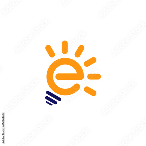 Letter e and light bulb logo concept