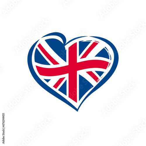 Free Download Creative heart shape with flag of the United Kingdom of Great Britain. Love UK icon concept. Sport or travel symbol. Internet button. Badge design. T shirt graphic. Emblem template. Welcome to London. - GFXLoad