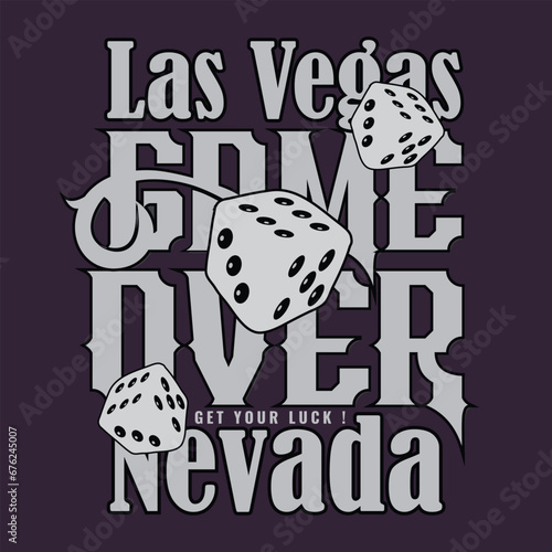Gambling las vegas typography.  T shirt graphics. Vectors