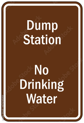 Dump station sign no drinking water