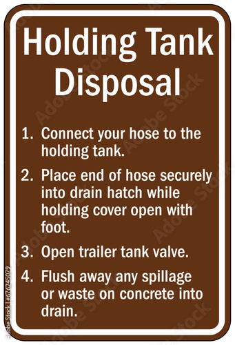 Dump station sign holding tank disposal