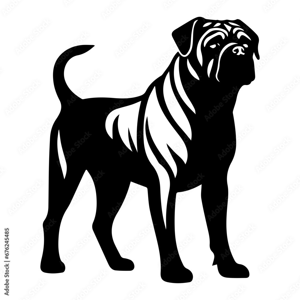 Obraz premium bullmastiff Dog Vector Silhouette, Generative AI.