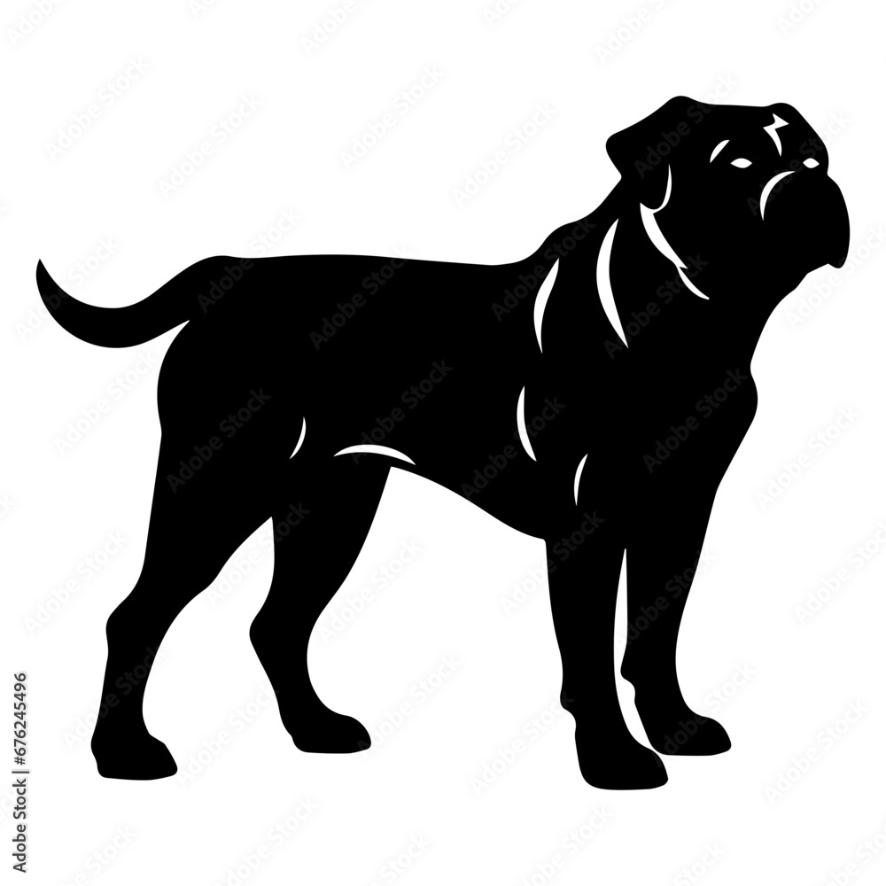 bullmastiff Dog Vector Silhouette, Generative AI.