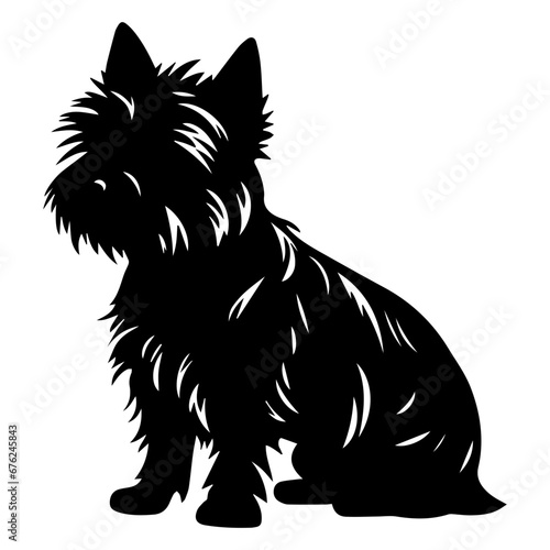 cairn terrier Dog Vector Silhouette, Generative AI. photo