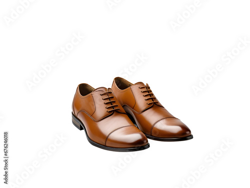 Elegant tan leather dress shoes on a white background, perfect for sophisticated style.