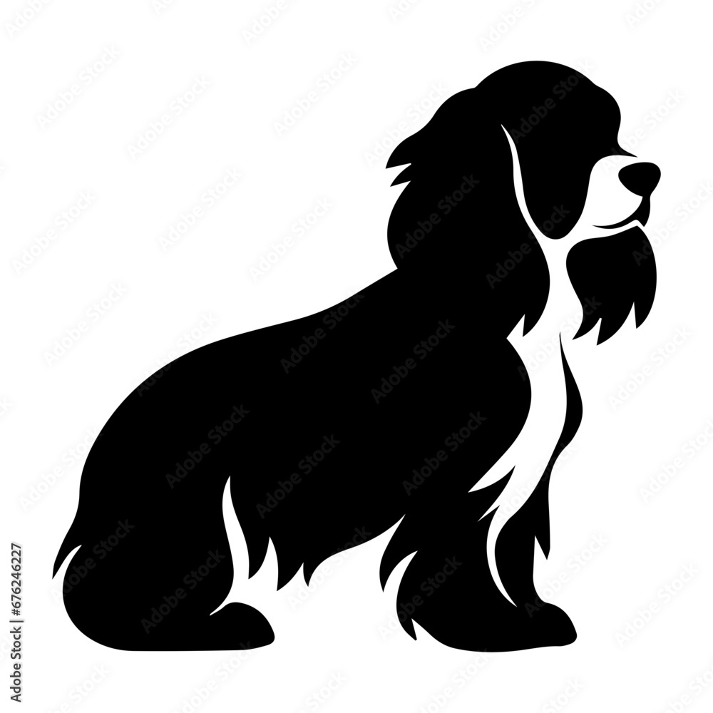 Cavalier King Charles Spaniel Dog Vector Silhouette, Generative AI.