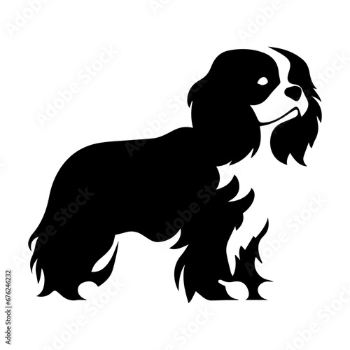 Cavalier King Charles Spaniel Dog Vector Silhouette, Generative AI.