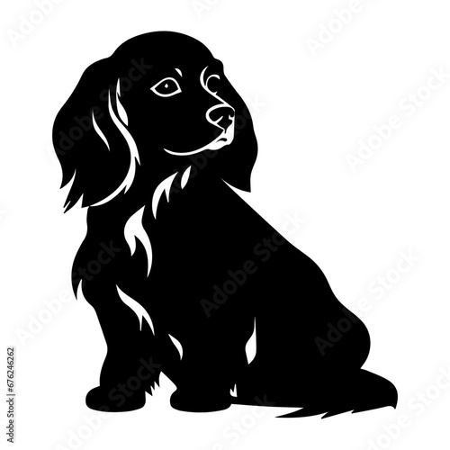 Cavalier King Charles Spaniel Dog Vector Silhouette, Generative AI.