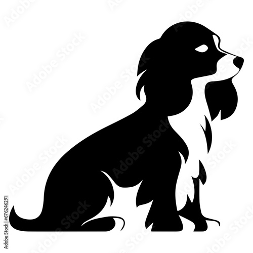 Cavalier King Charles Spaniel Dog Vector Silhouette, Generative AI.
