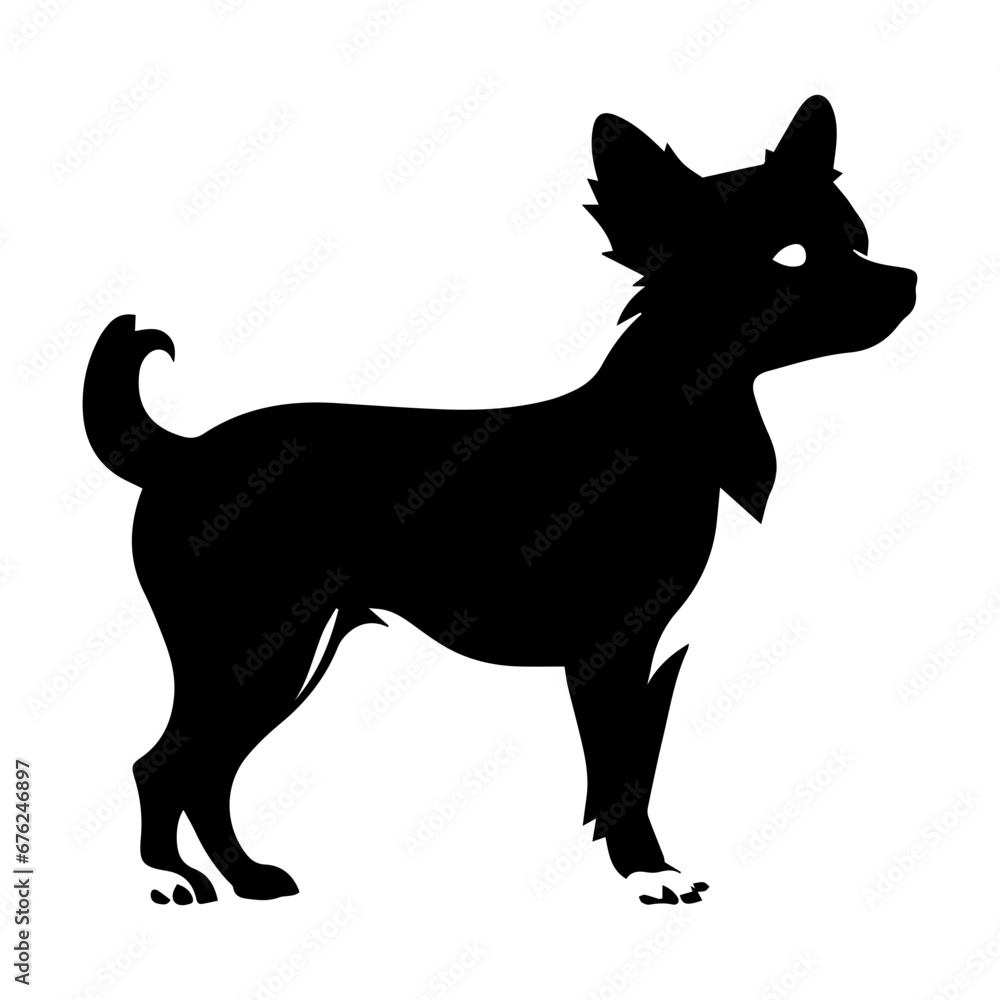 chihuahua Dog Vector Silhouette, Generative AI.