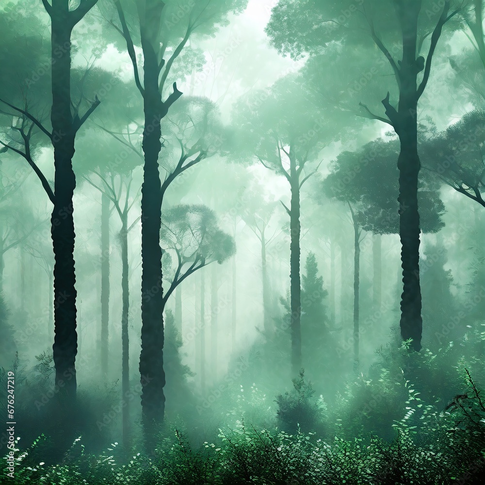 Obraz premium forest in fog