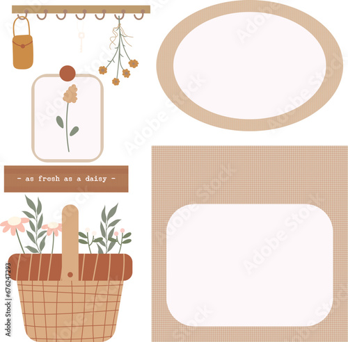 Cute Aesthetic Cottagecore hygge memo stickers vector