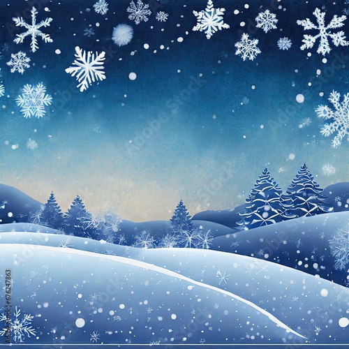 winter background with snowflakes © Pakasit