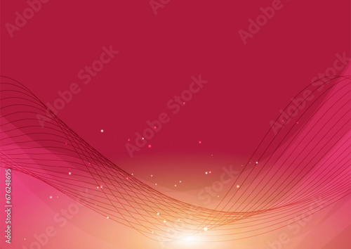 輝く赤の抽象ウェーブ背景