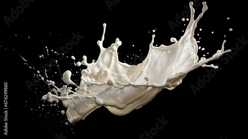 Milk splash texture isolated on black background