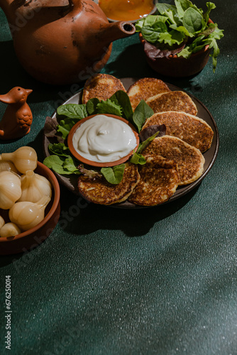 Pancakes (oladky) for potatoes - deruny. photo