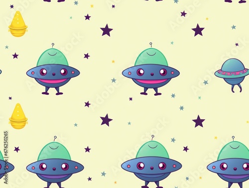 seamless pattern cute alian