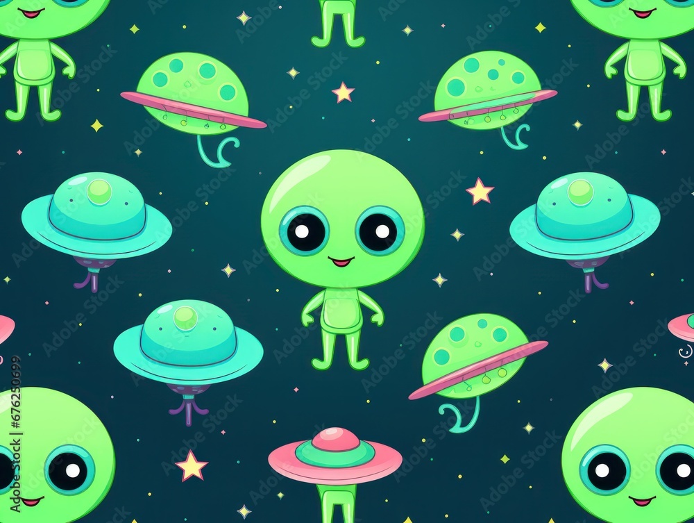seamless pattern cute alian seamless pattern cute alian
