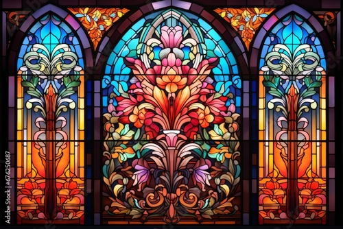 Stained GlassChruch Window with colorul Design