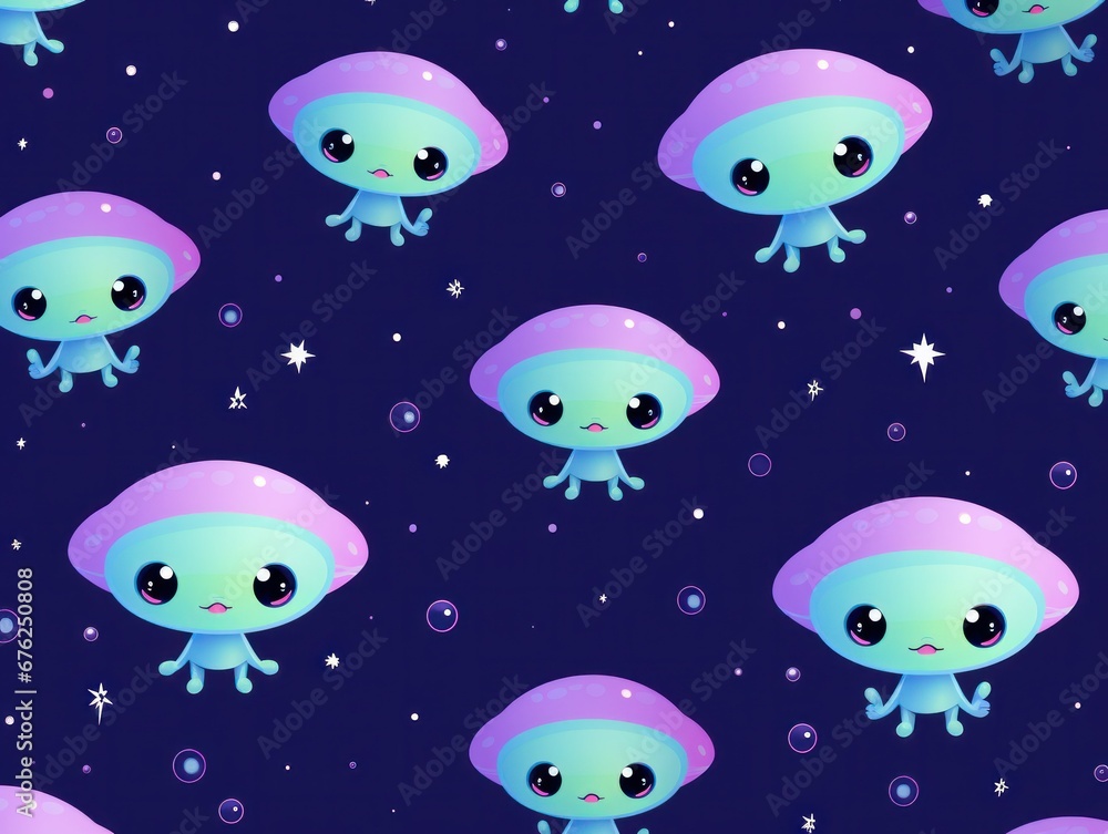 Naklejka premium seamless pattern cute alian