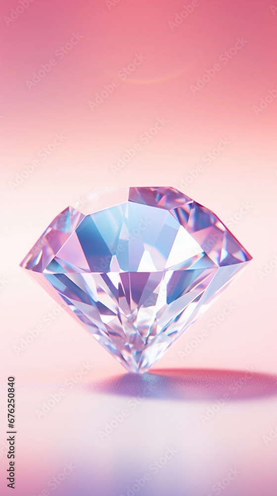 Portrait of a sparkling diamond against pastel background with space for text, AI generated, background image Portrait of a sparkling diamond against pastel background with space for text, AI generated, background image