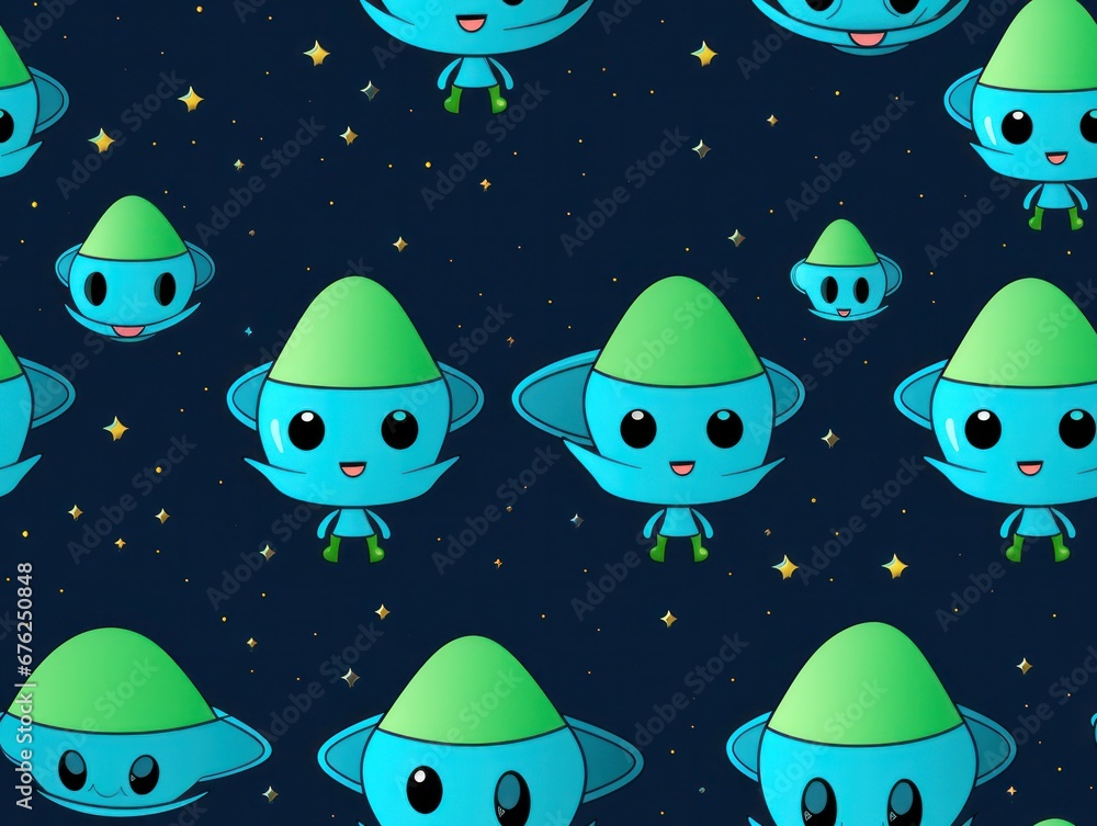 seamless pattern cute alian seamless pattern cute alian