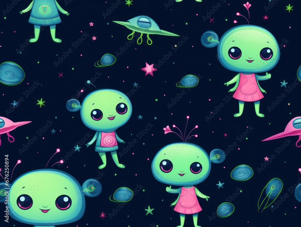 seamless pattern cute alian seamless pattern cute alian