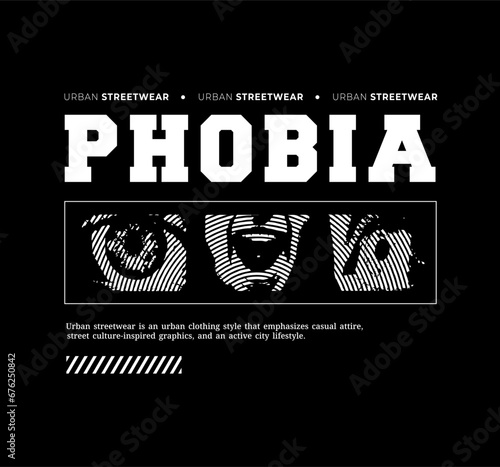Urban black and white fashion, blending streetwear aesthetics with typography. Designed for screen printing on items like T-shirts, jackets, posters, and sweaters.