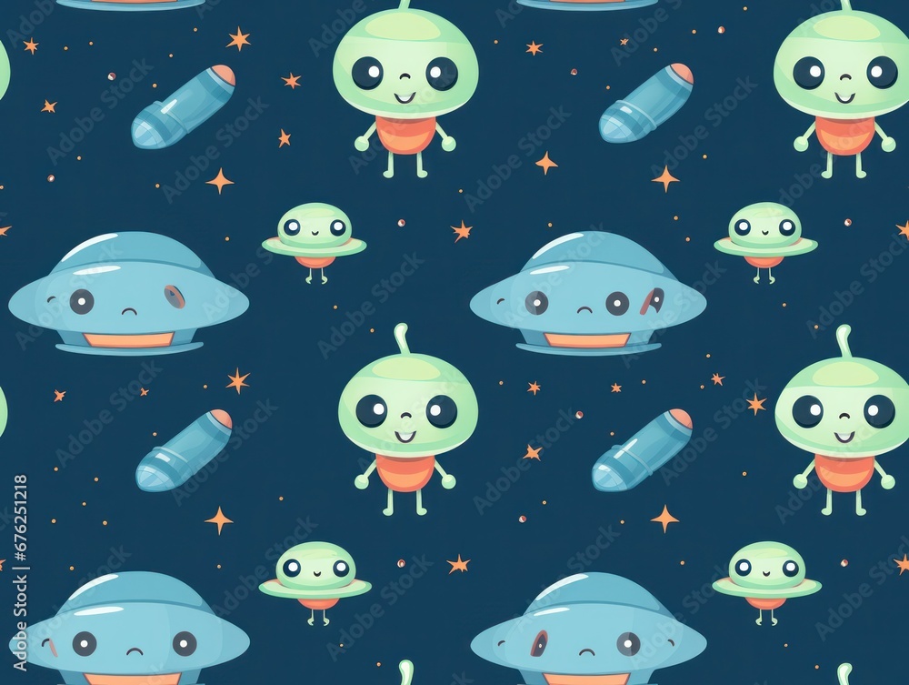 seamless pattern cute alian seamless pattern cute alian