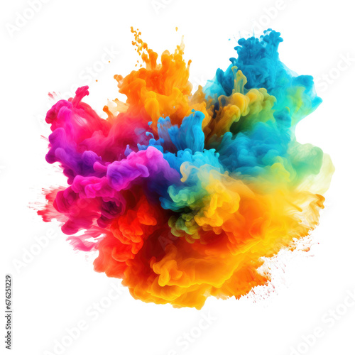 colorful rainbow holi paint color powder explosion with bright colors isolated, png