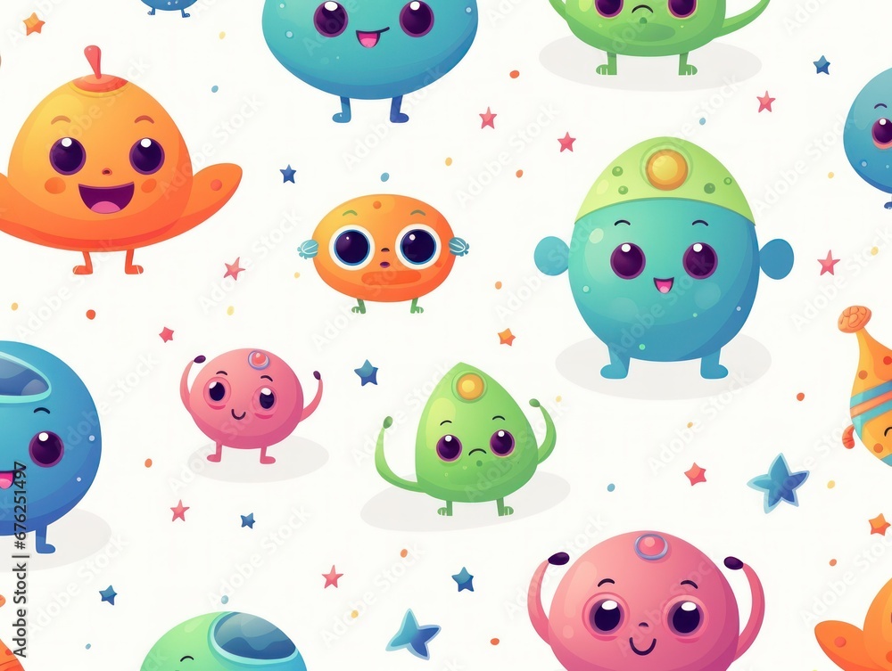 seamless pattern cute alian seamless pattern cute alian