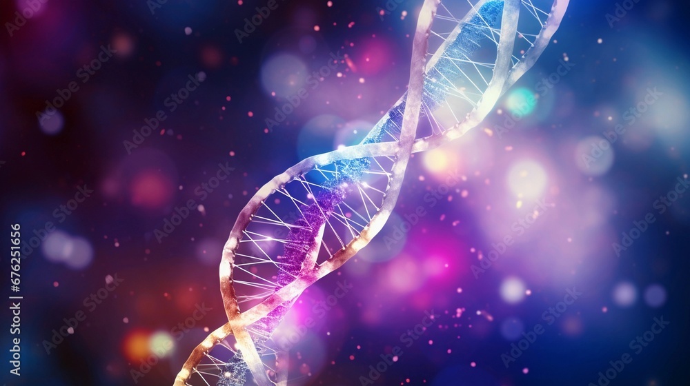 portrait of DNA illustration on abstract background, AI generated ...