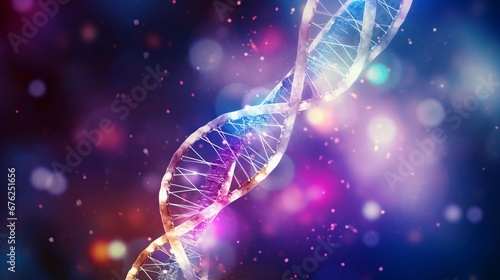 portrait of DNA illustration on abstract background, AI generated, background image photo