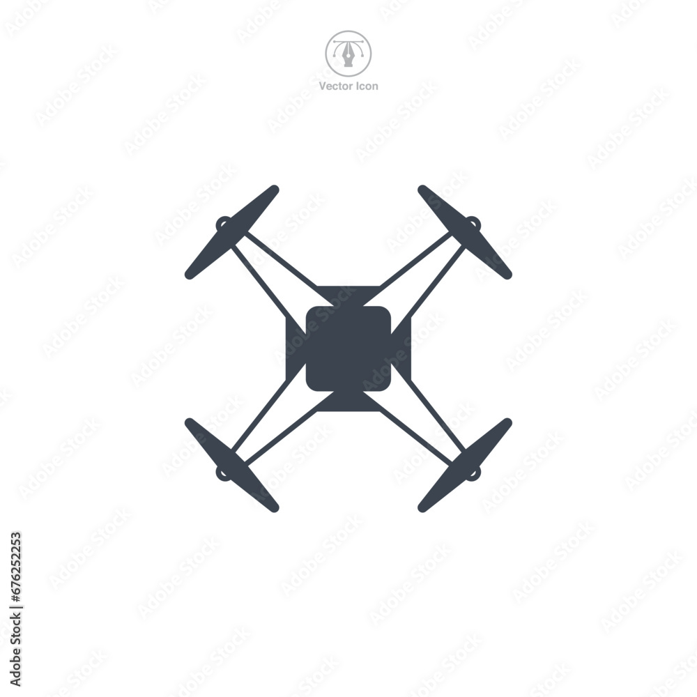 Drone icon symbol vector illustration isolated on white background Drone icon symbol vector illustration isolated on white background
