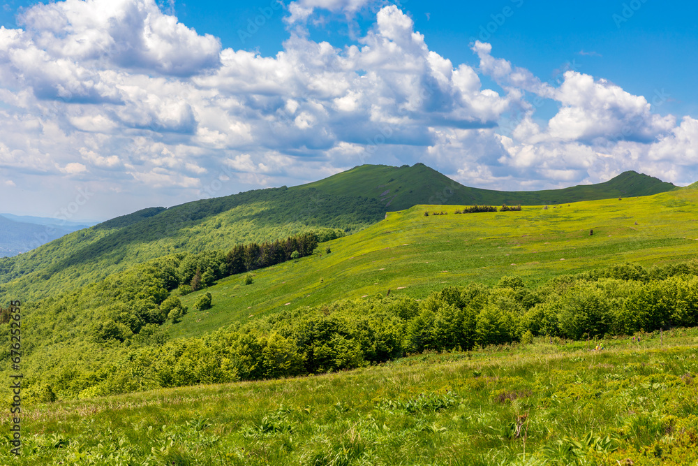 View of the mountains from Połonina Wetlińska, Bieszczady, Poland