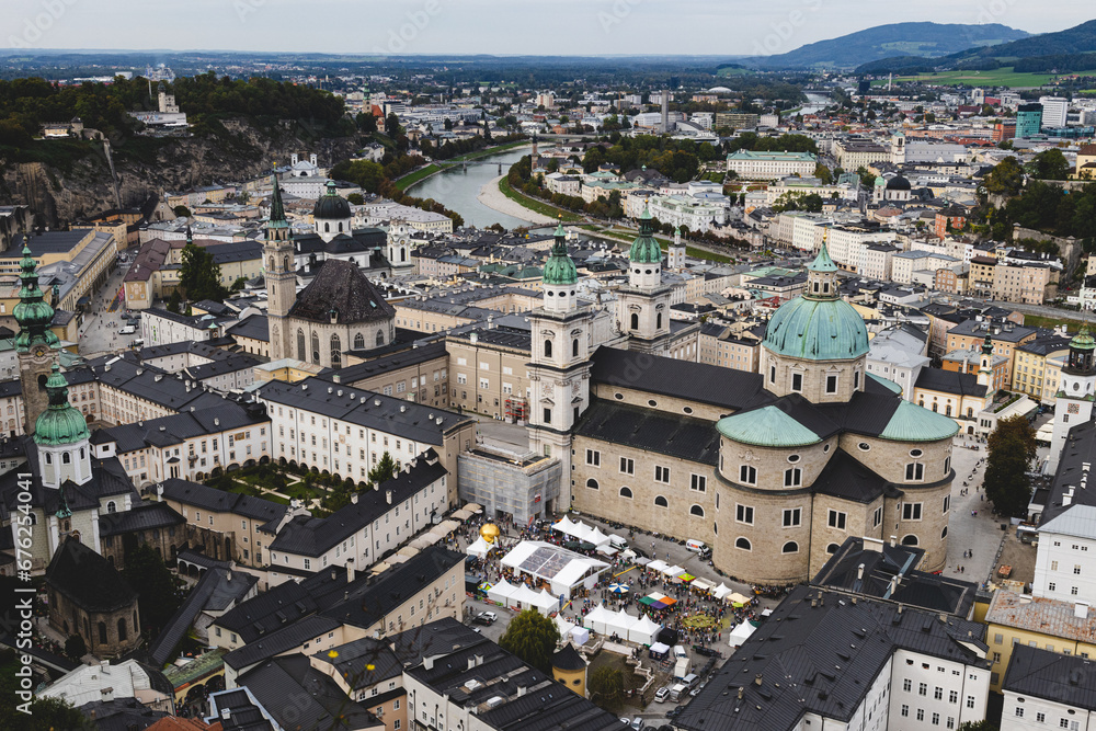 Aerial view of Salzburg cathedral