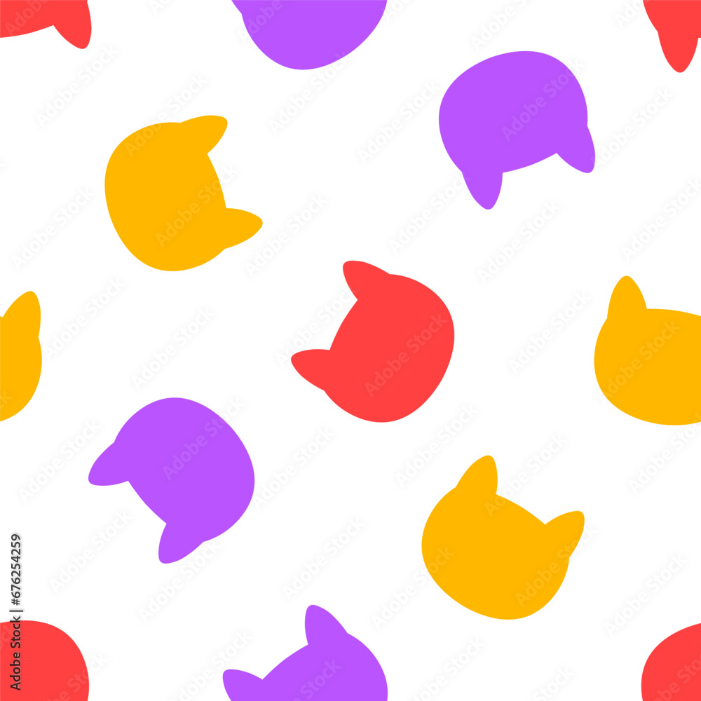Seamless pattern with colorful cat heads