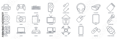 device icon set, Included icons as Laptop, Drone, Speaker, gamepad and more symbols collection, logo isolated vector illustration