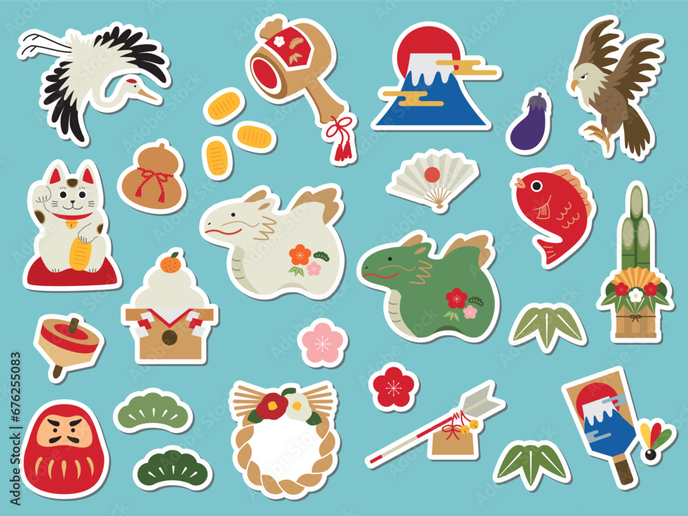 2024年　縁起物イラストセット