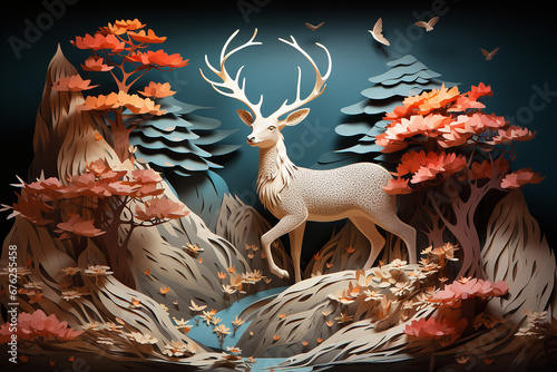 3d deer paper dreams design © dr.lines