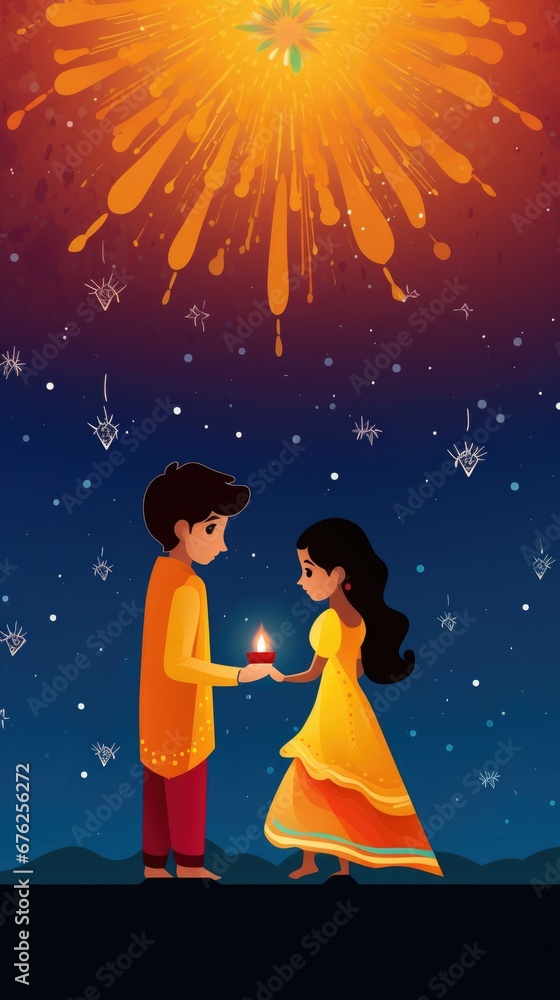 A Romantic Night Sky, A Couple Holds a Candlelit Umbrella, Fictional People Created by Generative AI. A Romantic Night Sky, A Couple Holds a Candlelit Umbrella, Fictional People Created by Generative AI.