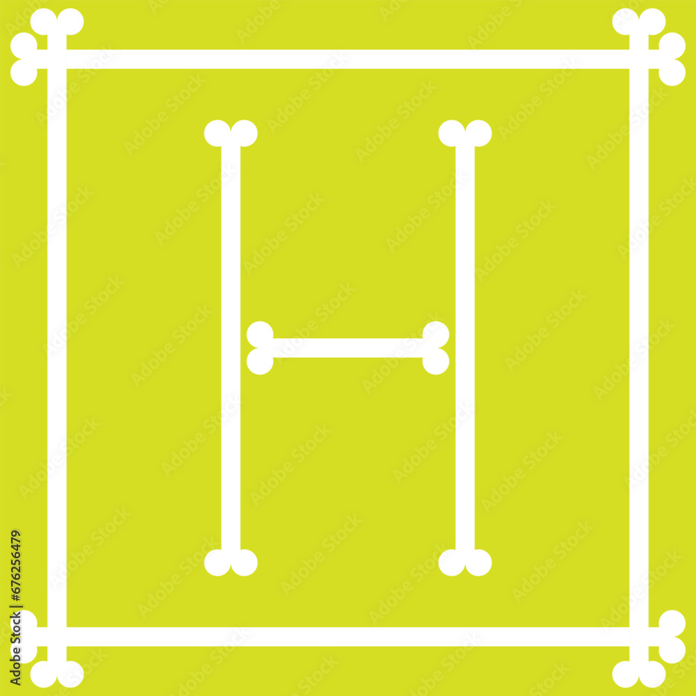 letter logo design with bones arranged to form the letter h letter logo design with bones arranged to form the letter h