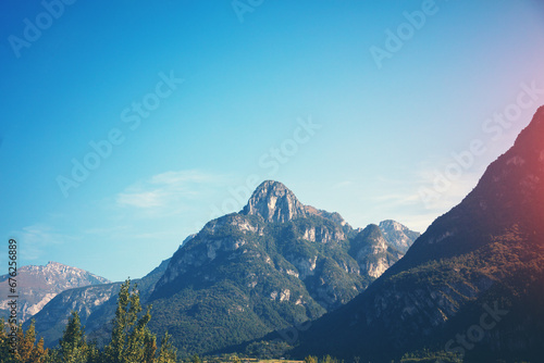 Mountain landscape background. Rocks against the day sky. The dolomites in South Tyrol Italy Europe