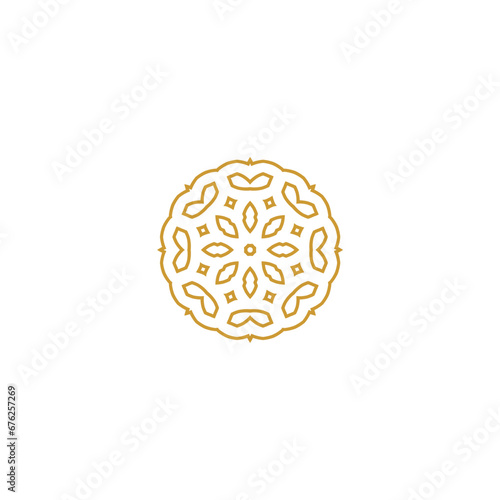 set of mandala ornaments gold color yoga