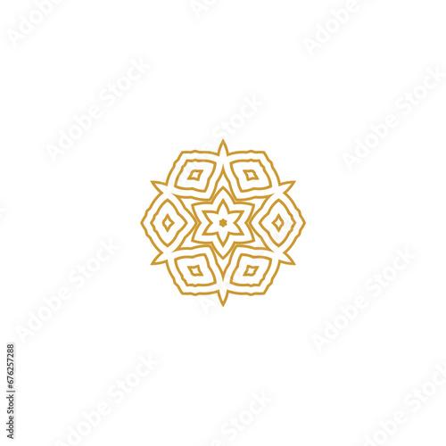 set of mandala ornaments gold color set